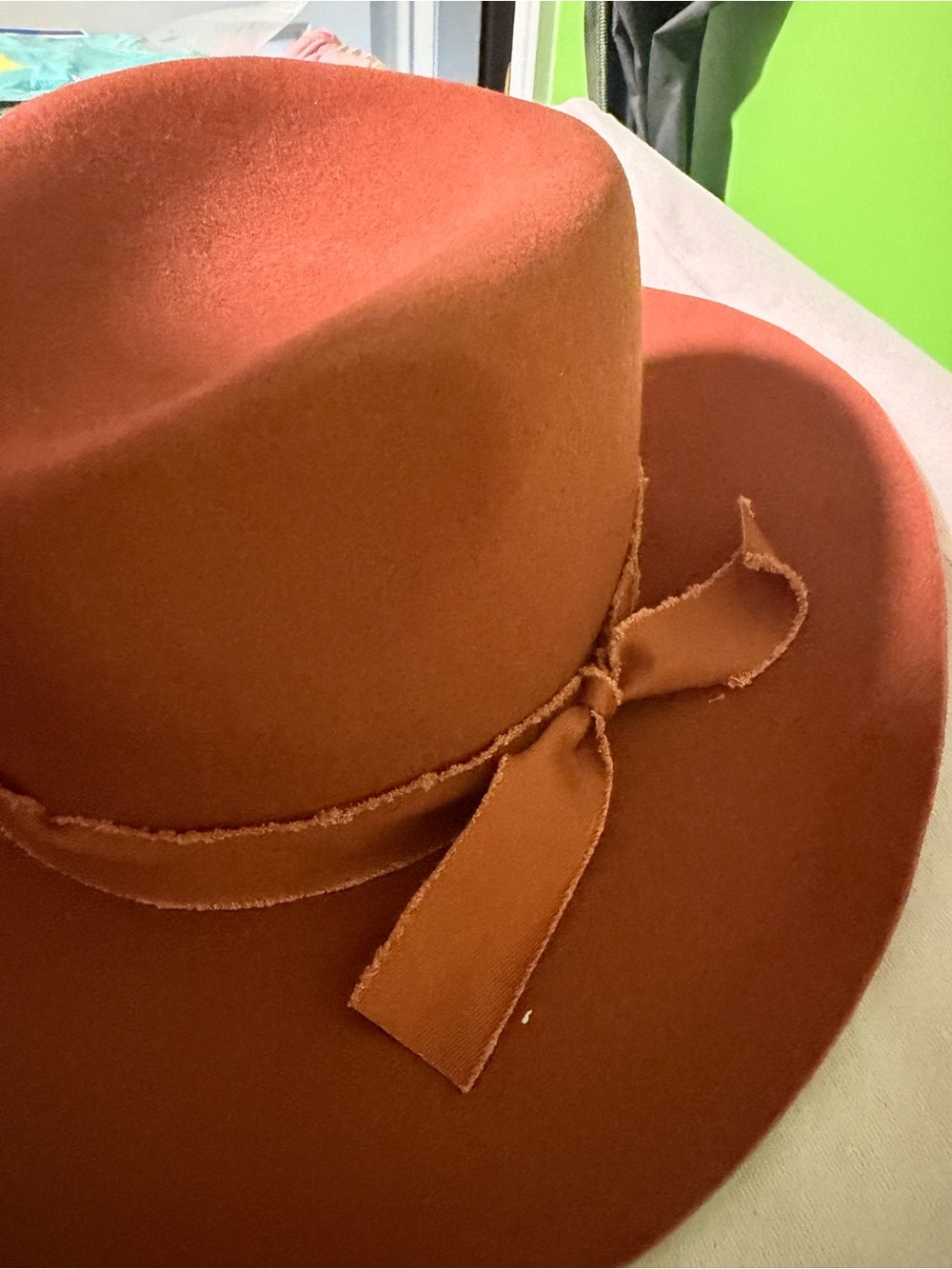 NWT Lulu Bloom Felt Wide-Brim Hat in Rust